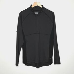 Avalanche Womens Pullover Sweater XL Black Gray Striped Half Zip Outdoors Hiking